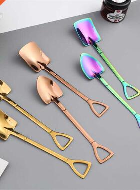 1pc Retro Shovel Flat Coffee Tea Ice cream Metal Spoon Gift
