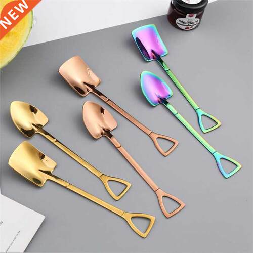 1pc Retro Shovel Flat Coffee Tea Ice cream Metal Spoon Gift