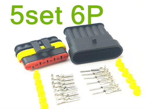 5 Set 6 Pin Female Male Way AMP Super Seal Waterproof Electr