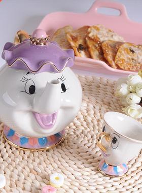 New Cartoon Beauty And The Beast Teapot Mug Mrs Potts Chip T