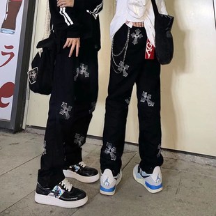 Rhinestone Cross Jeans Womens Streetwear Women and Men ndy B