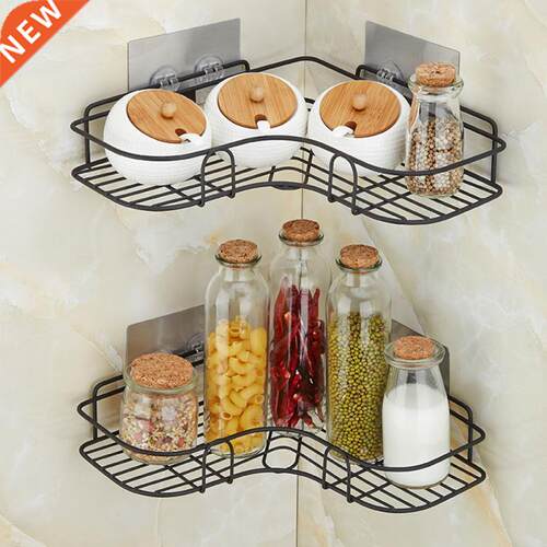 Bathroom Kitchen Punch Corner Frame Shower Shelf Wrought Iro