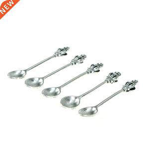 5pcs/lot Flatware metal Gold Silver Coffee Spoon Crown Decor