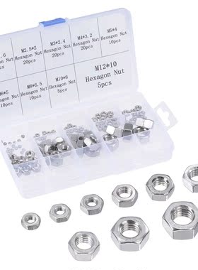Hex Nuts - 120Pcs 9-Size etric Coarse Thread 304 Stainless