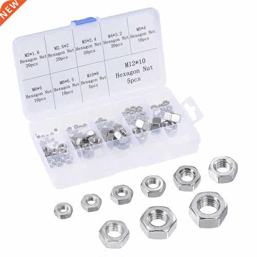 Hex Nuts - 120Pcs 9-Size etric Coarse Thread 304 Stainless
