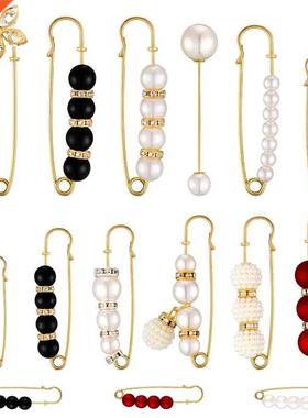 15Pcs Sweater Clips Heavy Duty Safety Pins Faux White Pearl