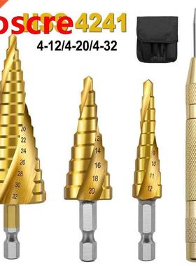 Pcs HSS Titanium Coated Spiral Groove Step Drill Bit 1/4&quo