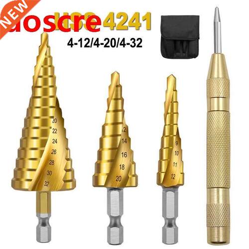 Pcs HSS Titanium Coated Spiral Groove Step Drill Bit 1/4&quo