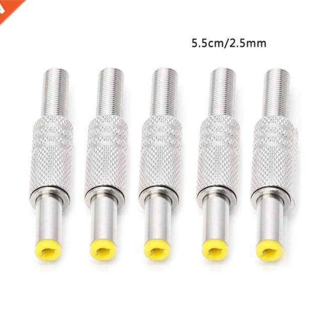Metal 5 Pcs 5.5x2.5mm DC Power Jack Male Plug Metal Connecto