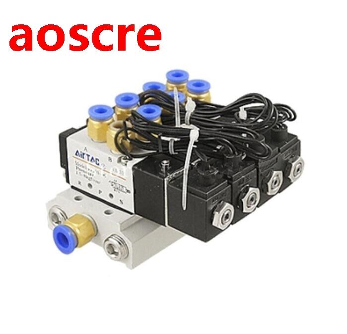 4V110-06 5 Way Triple Solenoid Valve Connected Mufflers Base