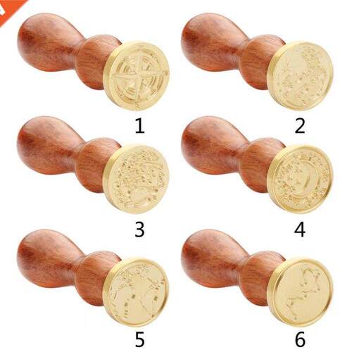 World Map View Ancient Sealing Wax Stamps Wood Handle Craft