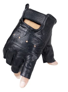 Men Slip-resistant Leather Sheep Moto Leather Fingerless Glo