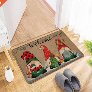 Printed Gnome Christmas Floor Mat Tree Letter Welcome Doorma