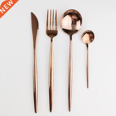Rose Gold Dinnerware Set 304 Stainless Steel Mirror Cutlery
