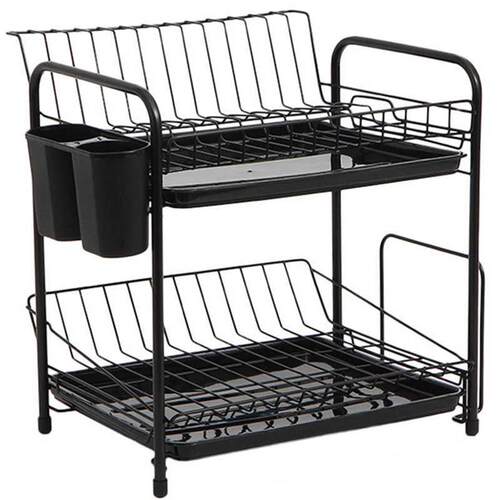 Dish Rack Set 2-Tier Kitchen Organizer Tools Plate Spoon Sto