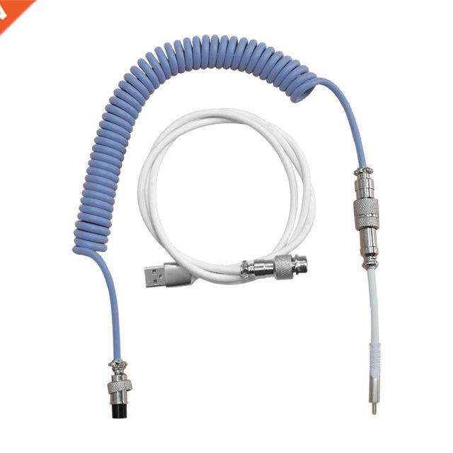 Mechanical Keyboard Aviation Connector Coiled Type C USB Cab