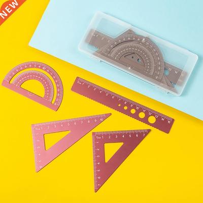 4Pcs/Set Metal Ruler Stationery Set Aluminum Alloy Multifunc