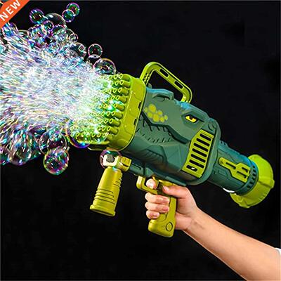 Bazooka Bubble Gun New 32 Holes Dinosaur Electric Bubble Gun