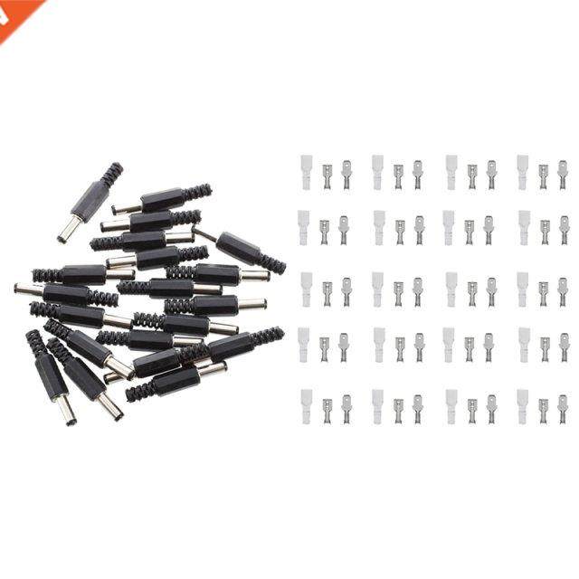 20 Pcs Black 2.5Mm X 5.5Mm DC Power Male Plug Jack Adapter &