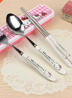 3PCS/Set Cute Cat Dinnerware Kitchen Supplies Spoon Chopstic