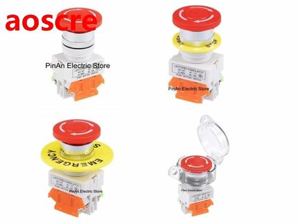22mm Mushroom Latching Emergency Stop Push Button Switch Red