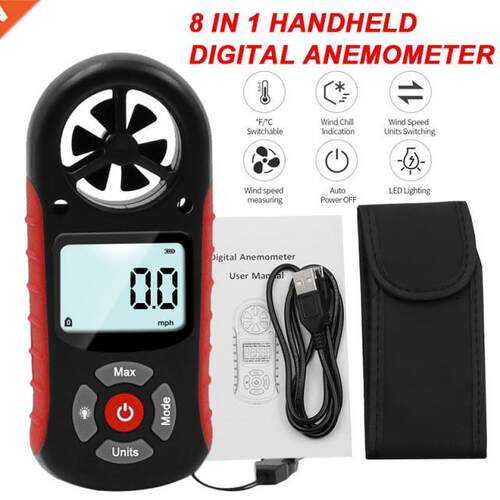 New Style 8 In 1 Anemometer LCD Digital Handheld Wind Speed