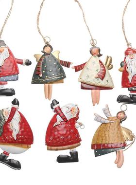 Xmas Tree Hanging Decorations Crafts Rustic Painted Metal An