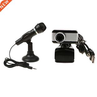 3.5mm Jack Stereo Plug Microphone Mic w/ Stand +USB Webcam f