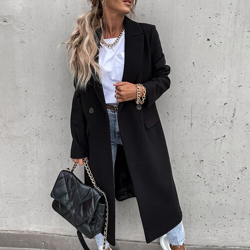 Autumn Winter Turn-Down Collar Woolen Coat Tops 2021 New Fas