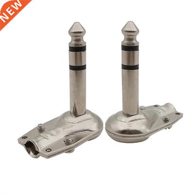 2Pcs 90 Degree 6.5mm  Pole Stereo Plug Jack Right Angle 1
