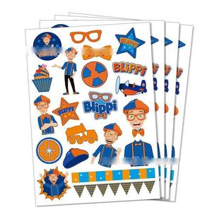 6pcs/set Blippi Stickers Blippi Birthday Party Decoration B