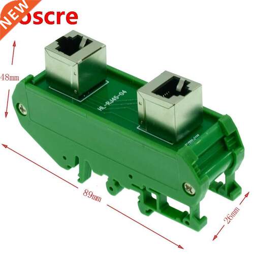 2 x RJ45 female 8P8C vertical breakout board with Din rail m