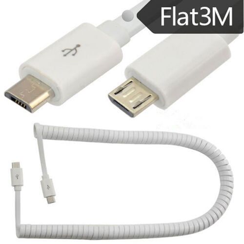 3m USB 2.0 Spring Coiled Cable Micro 5pin Male to 5pin Male