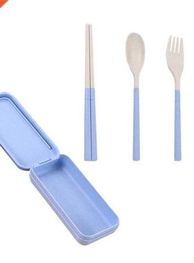 Wheat Straw Plastic Travel Cutlery Set, Portable and Reusabl