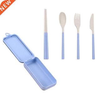 Wheat Straw Plastic Travel Cutlery Set, Portable and Reusabl