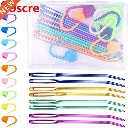 8 Pcs Aluminum Bent Tip Tapestry Darning Knitting Needles