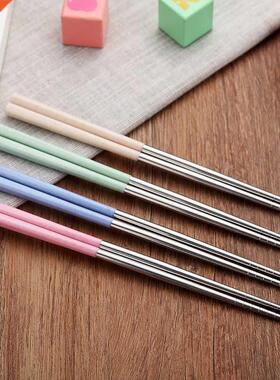 Stainless Steel Chinese Chopsticks Wheat Straw Portable Trav