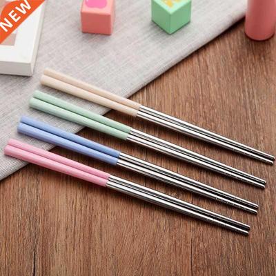 Stainless Steel Chinese Chopsticks Wheat Straw Portable Trav