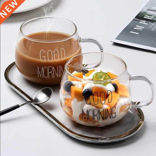 1pcs Letter Printed Transparent Creative Glass Coffee Tea Mu