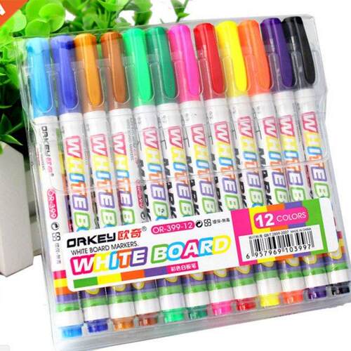 12 Colors Whteboard Marker Non Toxc Dry Erase Mark Sgn F
