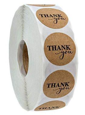 100-500pcs 1inch Kraft Paper Thank You Stickers Scrapbooking