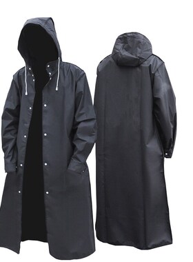 Black Fashion Adult Waterproof Long Raincoat Women Men Rain