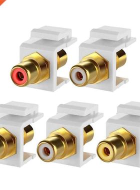 5-Pack RCA Keystone Jack Insert Connector Socket Female Snap