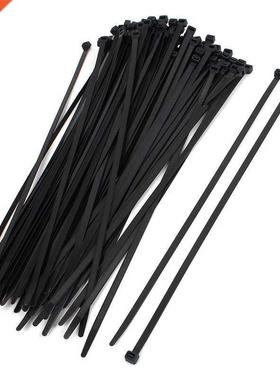 100Pcs Black Nylon Network Cord Cable Zip Wire Tie Fastener