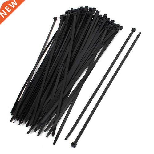 100Pcs Black Nylon Network Cord Cable Zip Wire Tie Fastener