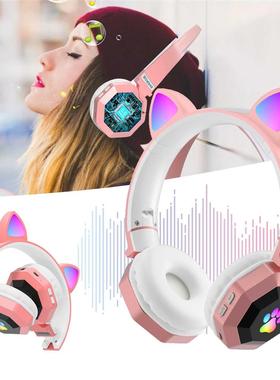 RGB Cat Ear Bluetooth Wireless Headphone with Mic Young Peop