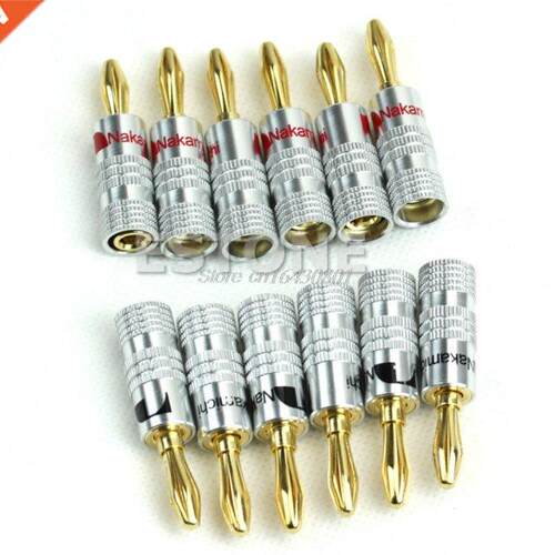 New 12x Golden Nakamichi Speaker Banana Plug Connector Adapt