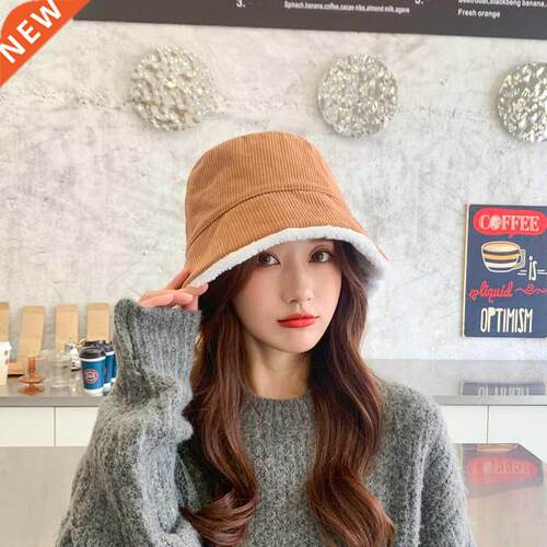 2021 Fashion Warm Bucket Hat Winter Women Faux Fur Fisherman