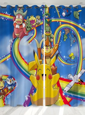 Pokemon Pikachu Curtain Blackout Polyester Fiber Living