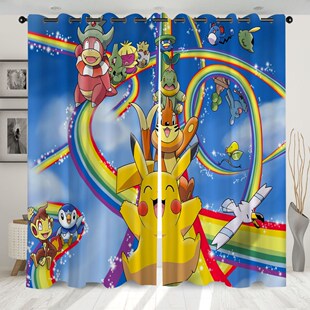 Pokemon Pikachu Curtain Blackout Polyester Fiber Living